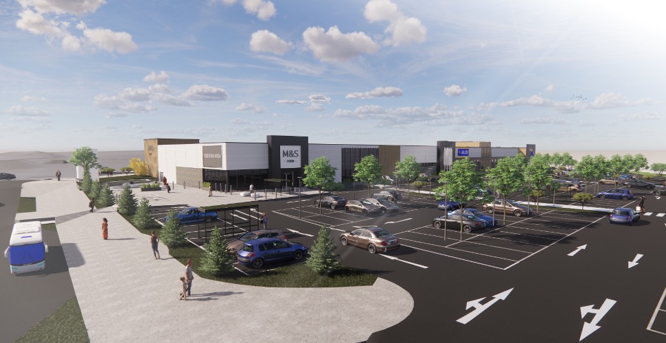 CGI of how the new M&S and ALDI will look
